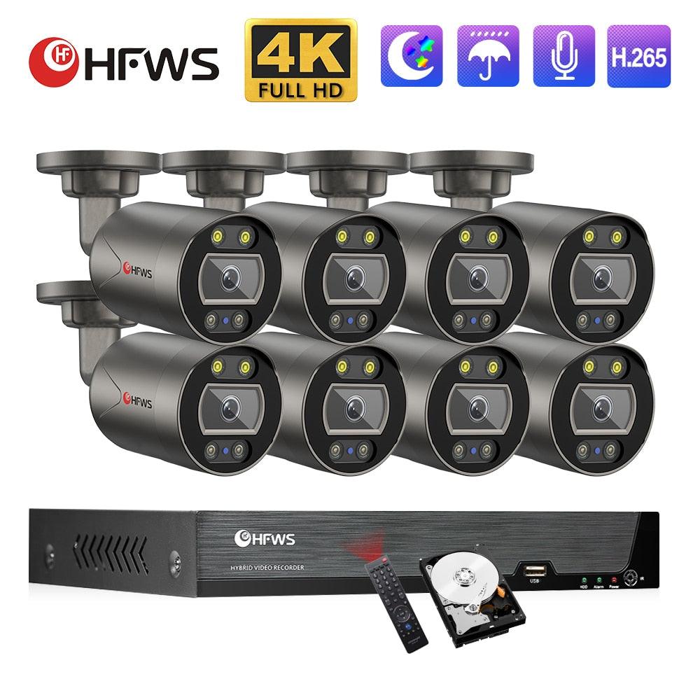 4K Cctv Camera Security System Kit For Home 4CH/8CH Nvr 8mp Set Video Surveillance Outdoor POE Ip Camera