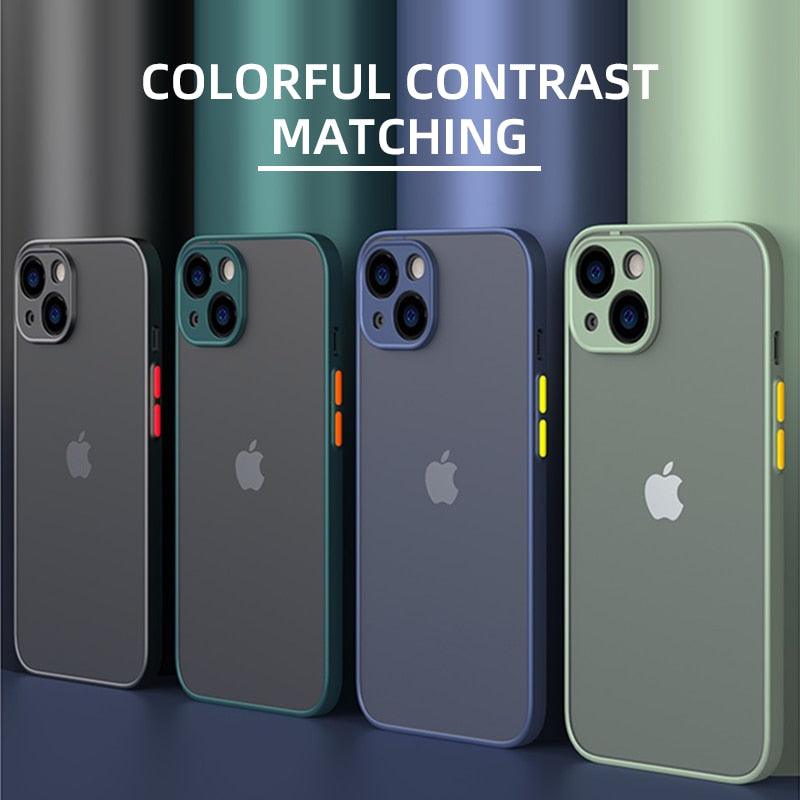 Luxury Silicone Shockproof Matte Phone Case For iPhone 13 12 11 14 Pro Max Mini X XS XR 7 8 Plus SE 2 3 Transparent Thin Cover