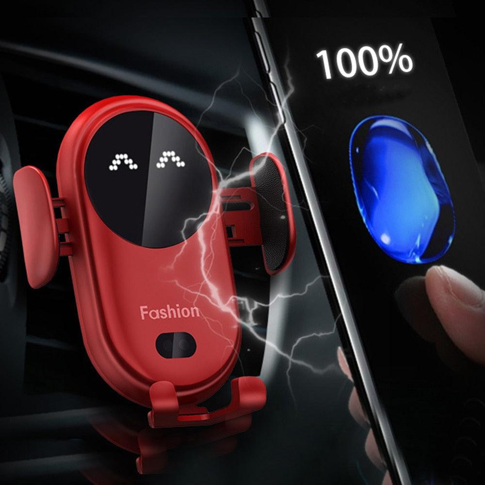 Car Wireless Charger Holder Wireless Charging Stand Charger Auto Infrared Sensor LED Mobile Phone Holder In Car Mount Air Vent