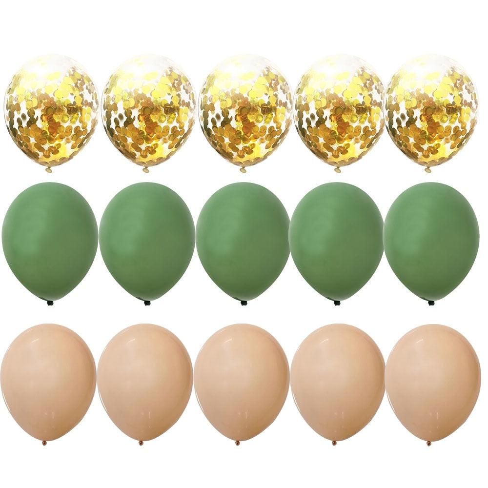 15/20PCS 10inch Balloon Kit Retro Green White Gold Balls Birthday Wedding Anniversary Jungle Summer Party Decor Home Supplies