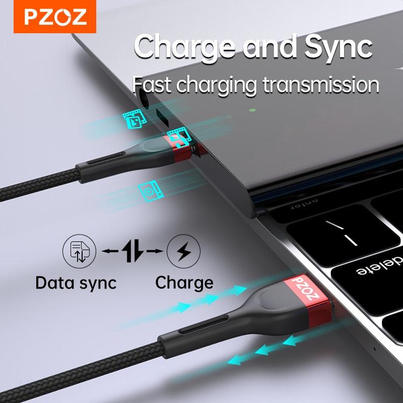 PZOZ USB Type C Cable Fast Charging Wire Data Cord USB C Cable 2M 3M For Samsung Xiaomi Mi Redmi Mobile Phone USBC TypeC Charger