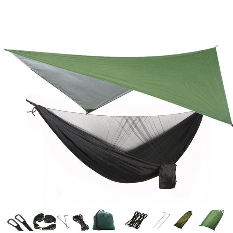 Camping Hammock Mosquito Net and Hammock Canopy Portable Nylon Hammock Rain Fly Tree Straps for Hiking Camping Survival Travel