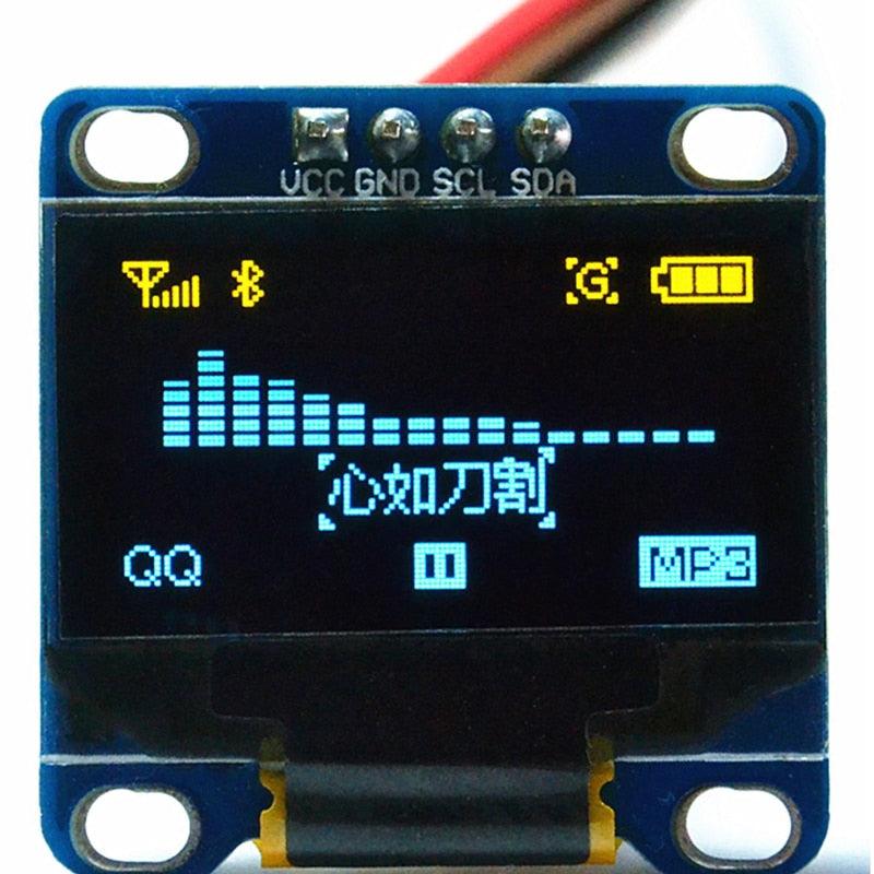 0.96 Inch OLED Display Module SSD1306 I2C IIC SPI Serial 128X64 LCD 4 Pin YellowBlue WhiteBlue for Arduino(Pin Headers Soldered)