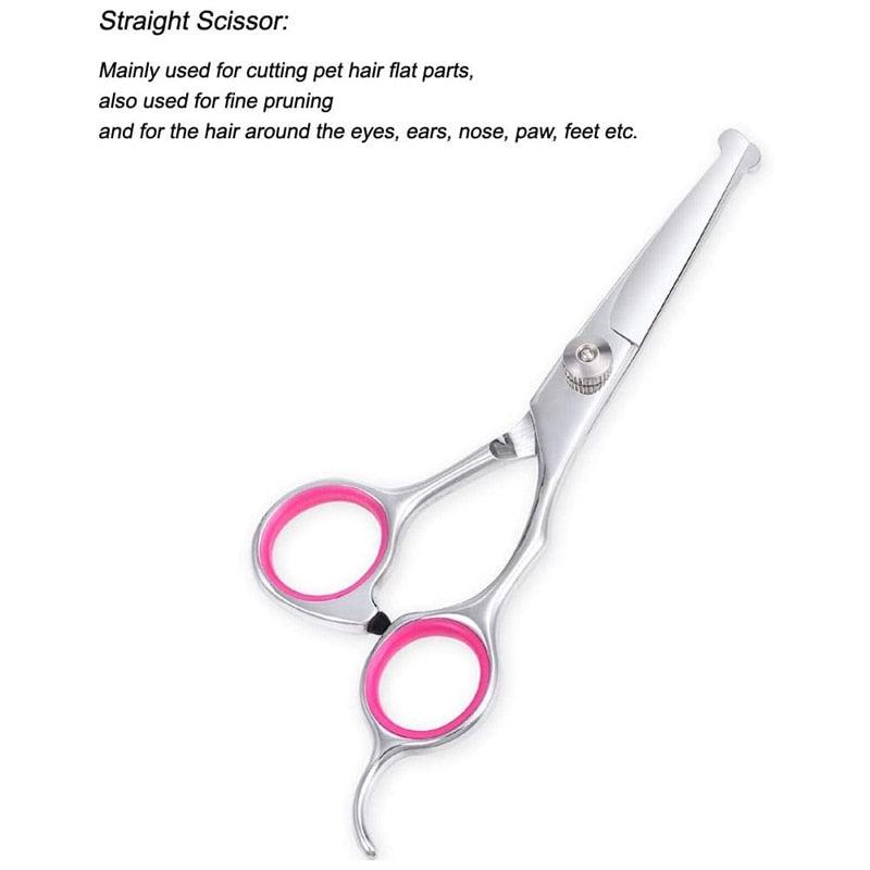 Pet Grooming Scissors Set with Safety Round Tip Cat Dog Hair Cutting Tool Dog Grooming Scissors Kit for Dog Cat Hair Care