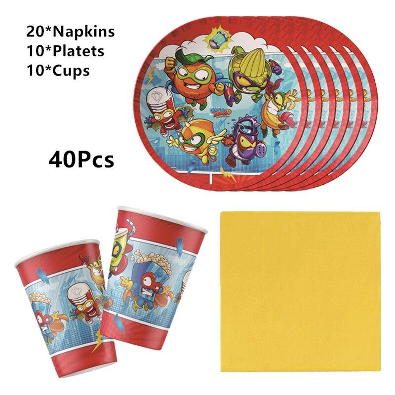 Superzings Theme Party Supplies Disposable Tableware Set Paper Plate Cup Straw Party Supplies Latex Balloon Superzings Toy