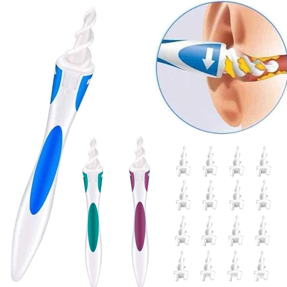 Silicone Ear Cleaner 16pcs Ear Wax Removal Cleaning Tools Replacement Spiral Tips ear cleaning kit Ear Picker Earwax Spoon Tool