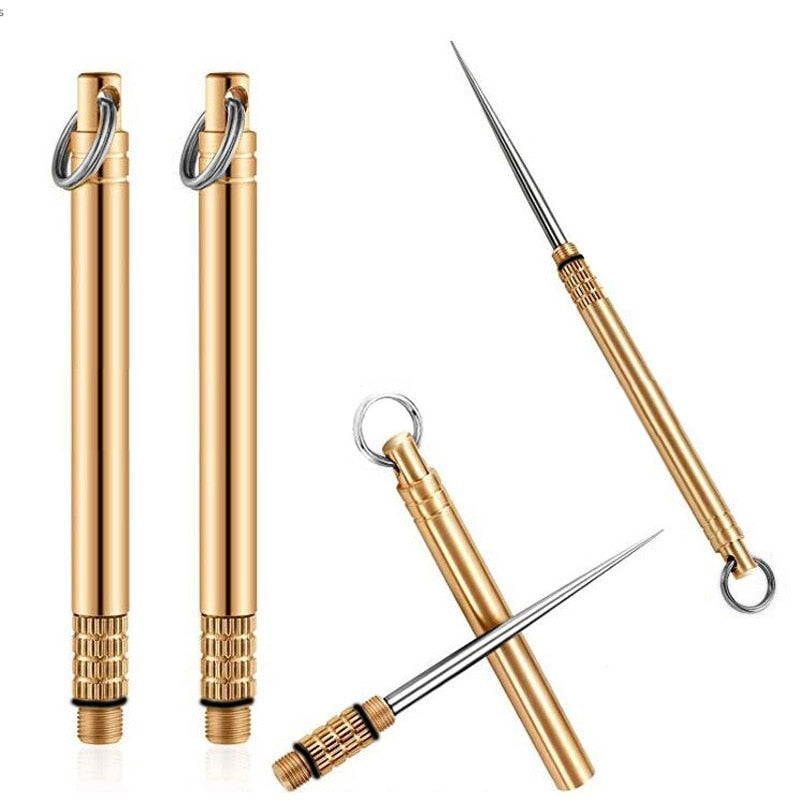 Titanium Outdoor Portable Multifunctional Toothpick Bottle Fruit Fork Camping Tool Toothpick Tube Stronger Than Dental Floss