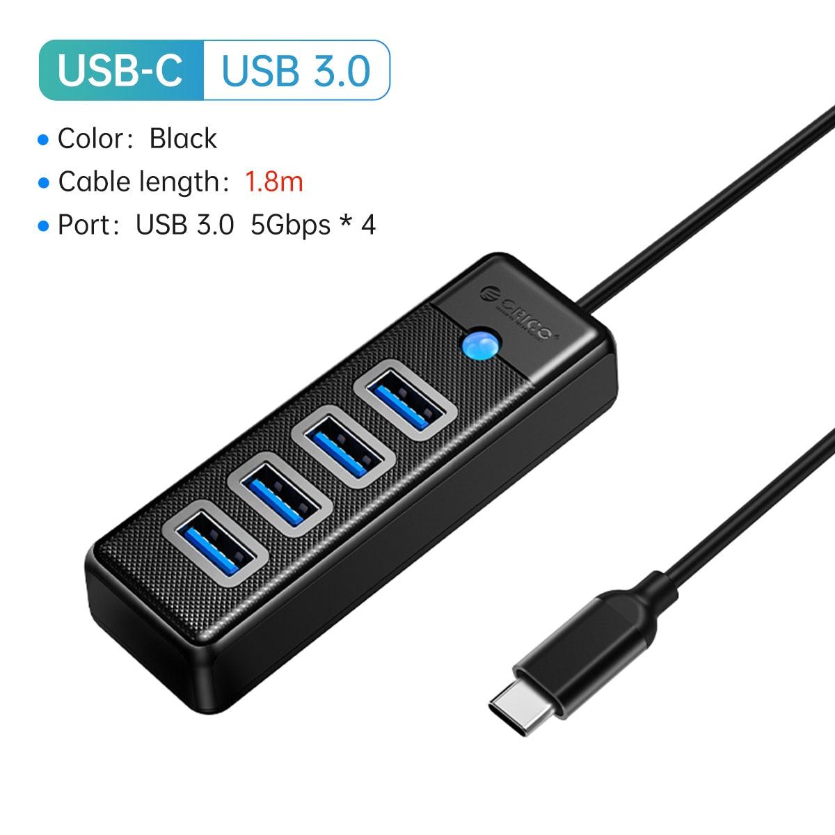 ORICO 4 Ports USB 3.0 5Gbps High Speed Multi Type C Splitter Ultra-Slim OTG Adapter For PC Computer Accessories Macbook Pro