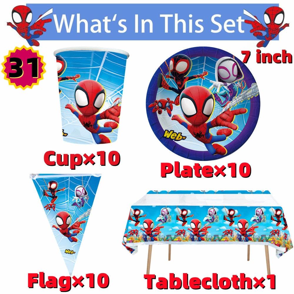 Spidey And His Amazing Friends Party Decorations Spiderman Theme Tableware Balloon Set Superhero Baby Shower Kids Party Supplies