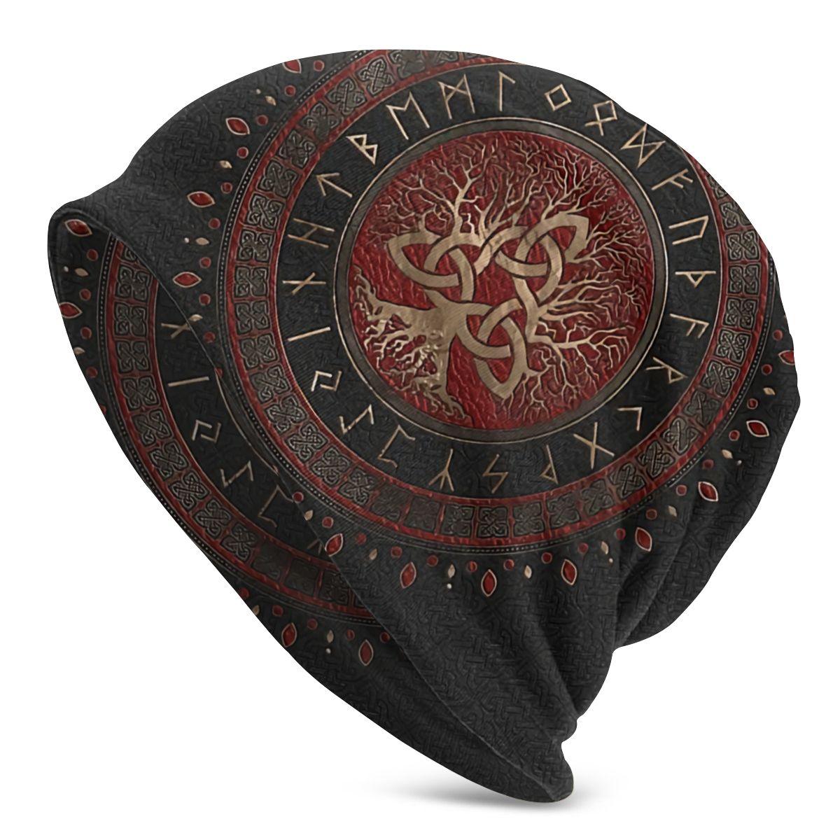 Bonnet Hats Vikings Ragnar Lothbrok Men Women&#39;s Knitting Hat Tree Of With Triquetra Winter Warm Cap Street Skullies Beanies Caps